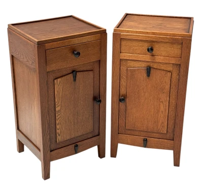 Two Art Deco Amsterdamse School Nightstands or Bedside Tables, 1920s